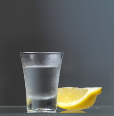 Wall Mural - vodka glass with lemon slice