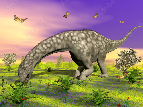 Fotoboard na płycie Argentinosaurus dinozaur jedzenia - 3d render