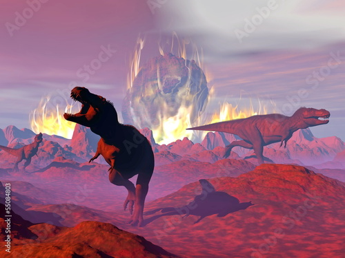 Fotoboard na płycie Tyrannosaurus dinozaury exctinction - 3d render