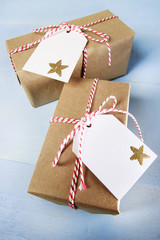 Wall Mural - Handcraft giftboxes with ribbons and tags