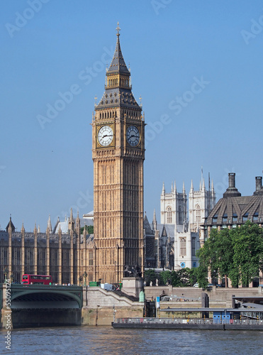 Obraz na płótnie canvas czteroczęściowy "tetraptyk" Big Ben i Westminster Bridge