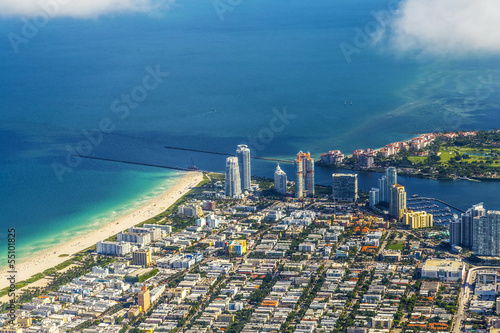 Plakat na papierze fotorealistycznym Antena miasta i plaży Miami