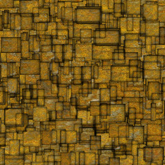 Wall Mural - grunge mosaic tile fragmented backdrop in yellow