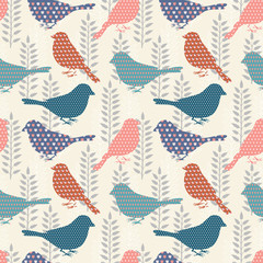 Wall Mural - Birds seamless pattern