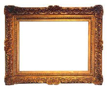 Old Golden Frame With Empty Grunge Canvas 2
