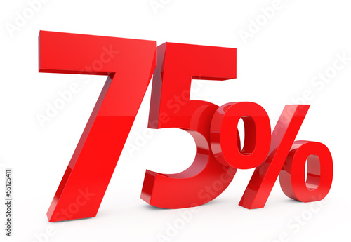 75 percent in red letters on a white background Poster