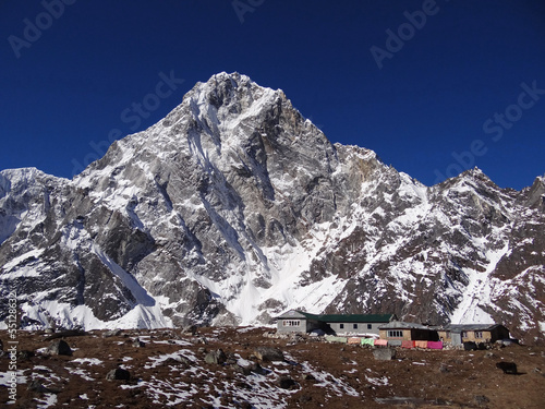 Fotoboard na płycie Cholatse (6440 m) od dzonglha, khumbu, nepal