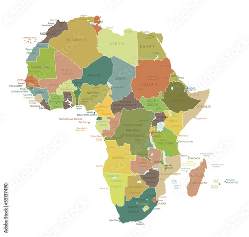 Fotoboard na płycie Africa-highly detailed map.layers used.