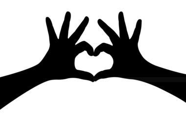 Poster - hands silhouettes with hearts