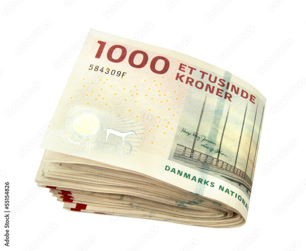 Folded Danish kroners - 1000 DKK Stock Photo | Adobe Stock