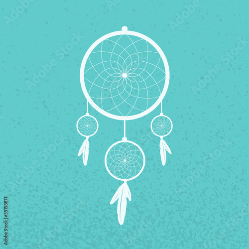 Obraz na płótnie canvas dwuczęściowy "dyptyk" Dreamcatcher na turkusowym tle
