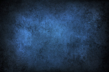 Poster - Blue textured wall background. Dark edges