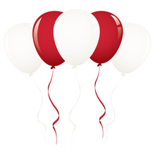 White And Red Balloon Ribbon