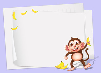 Poster - Empty papers with a monkey and bananas