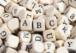 Wood letter blocks with focus on 