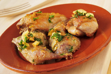 Wall Mural - grilled quail with garlic and parsley