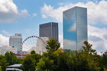 Cityscape With Skyscrapers And Atlanta Ferris Wheel