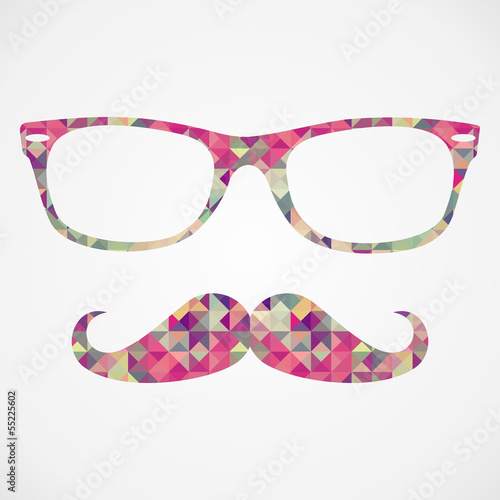 Obraz w ramie Retro hipster face geometric icons