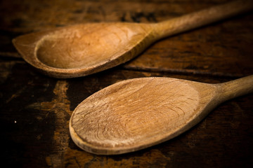 Two wooden spoons