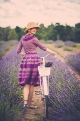 Sticker - Woman in purple dress  in lavender field