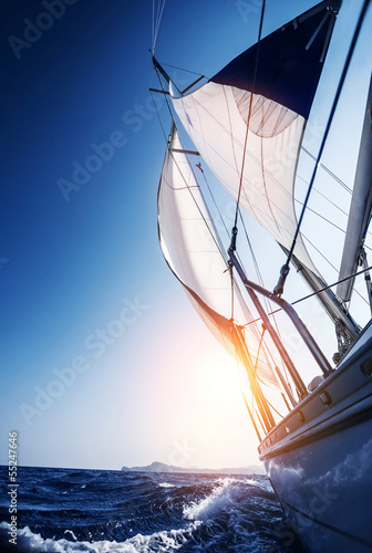 Sail boat in action