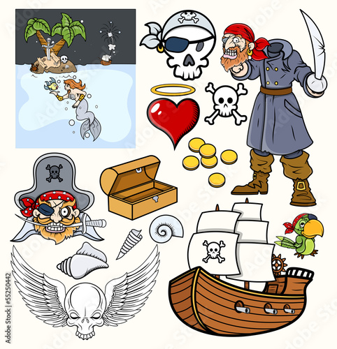 Plakat na zamówienie Pirates Vector Illustrations Set