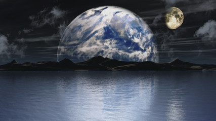 Wall Mural - earth and moon background