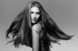 © Subbotina Anna - Black and White Fashion Model Girl Portrait with Blowing Hair