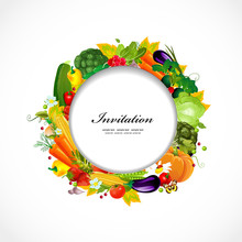 Round Frame With Fresh Vegetables For Your Design