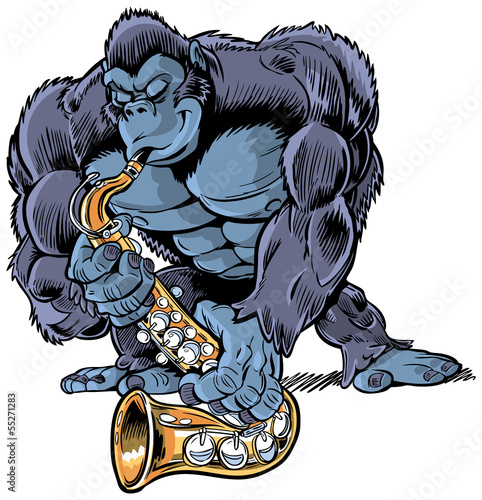 Fényképezés  Gorilla Playing Saxophone