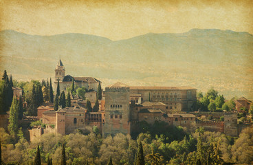 Poster - View of the Alhambra from the Albayzin of Granada,   Spain.