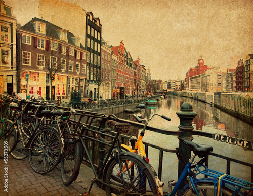 Obraz na płótnie canvas trzyczęściowy "tryptyk" Amsterdam, Holandia. 