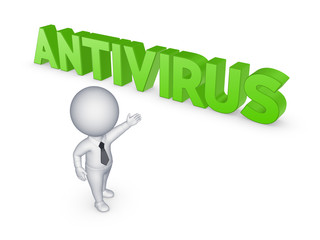 Canvas Print - 3d small person and word ANTIVIRUS.