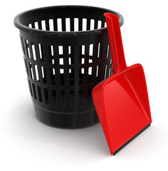 Wall Mural - garbage basket and dustpan (clipping path included)