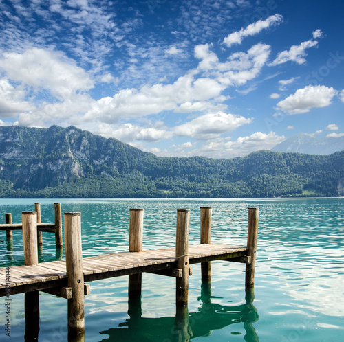 Fototapeta do kuchni Schöne Reise: Abendruhe am Bootssteg