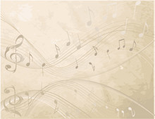 Vintage Background With  Music  Notes