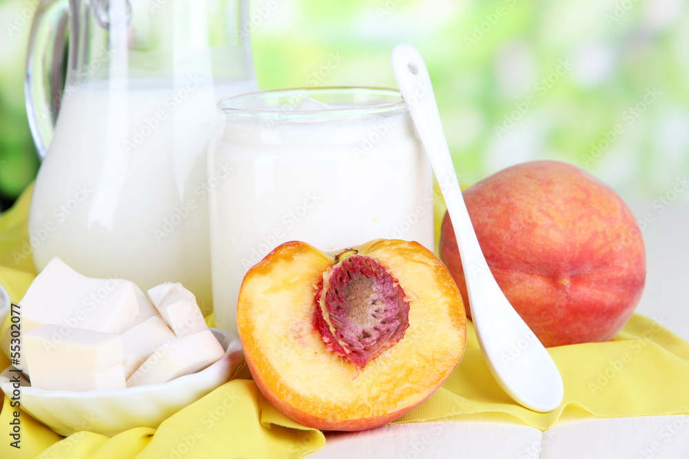 Fresh dairy products with peaches