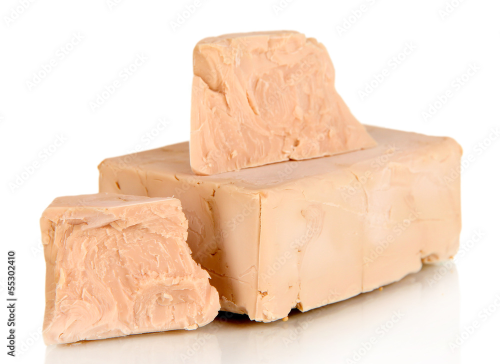 Yeast cubes isolated on white