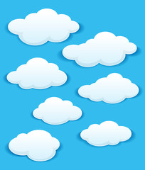 Poster - Set of white clouds in the blue sky