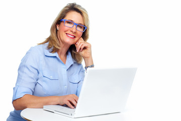 Aufkleber - Business woman with laptop.