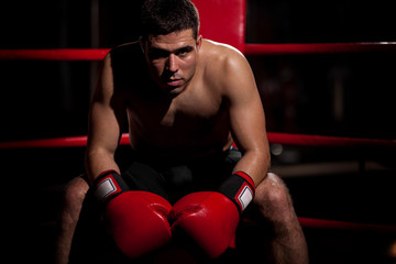 Portrait of a boxer in a ring