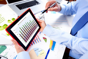 Aufkleber - Business team working with tablet computer.