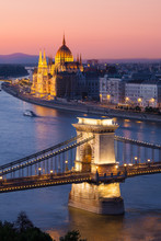 Budapest Cityscape With Chain Bridge And Parliament Building