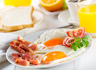 Wall Mural - breakfast with fried eggs