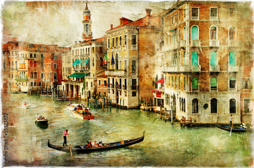 Naklejka - mata magnetyczna na lodówkę Venice -artwork in painting style