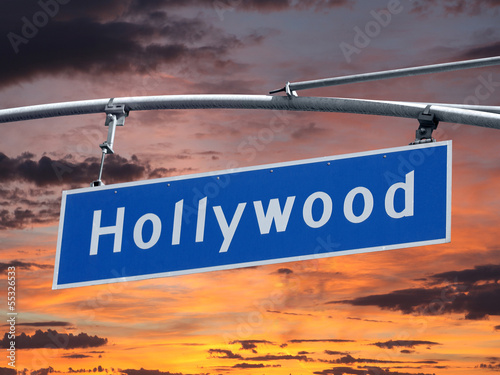 Tapeta ścienna Hollywood blvd znak z zmierzchem