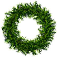Christmas Wreath Of Pine Branches Without Decoration
