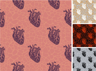 Wall Mural - Human heart seamless pattern