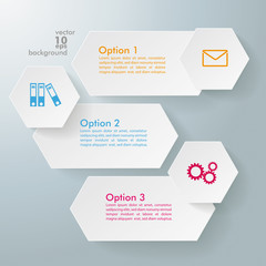 Wall Mural - Infographic 3 Options Long Hexagons