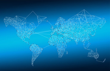 Fototapete - Abstract telecommunication world map